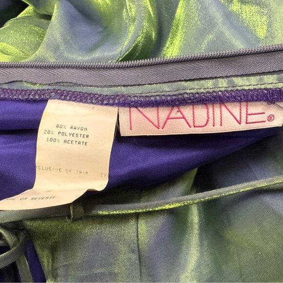 Nadine Green & Blue Iridescent Halter Maxi Dress Satin Back Tie Adjustable Sz 9 - Picture 9 of 11